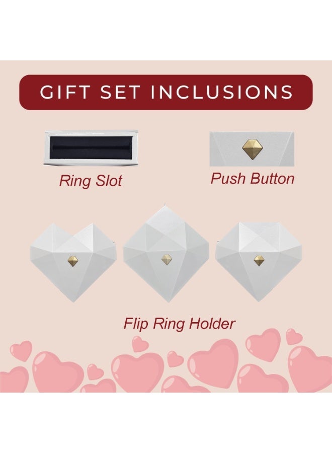 Home Smart Flip Heart Ring Box – Luxury Geometric Diamond-Cut Surprise Jewelry Gift Box for Wife, Girlfriend and Sister perfect for Proposal, Engagement, Valentine’s Day, or Anniversary - Image 3